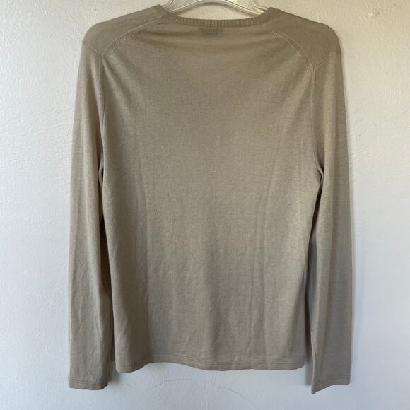 Theory Beige 100% Cashmere V Neck Sweater size M - Picture 7 of 9